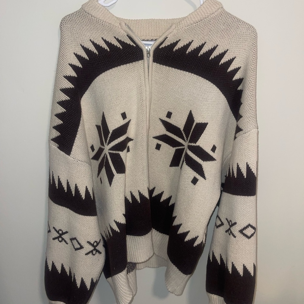 Cream and brown zip up